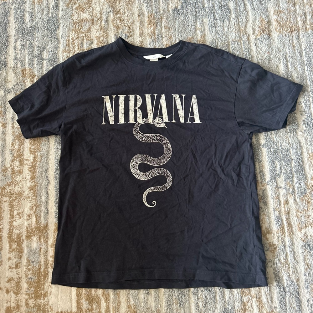 H&M Black Graphic Tee with Snake Design
